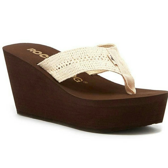 brown wedge flip flops